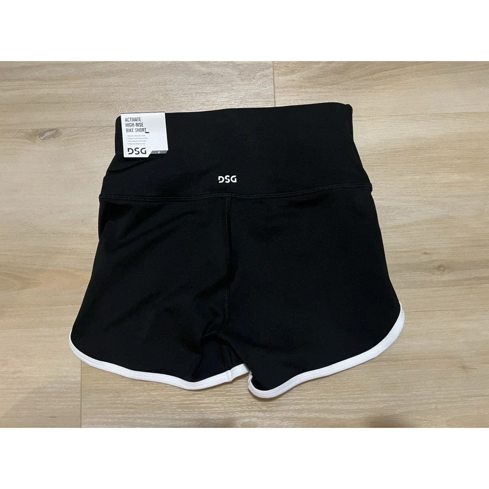 DSG Women's XS High Rise Bike Short Active Shorts‎ Black White NWT